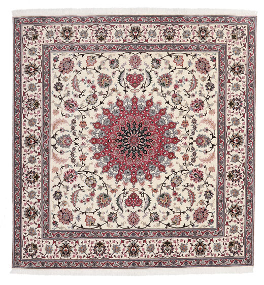 206X210 Alfombra Oriental Tabriz 60 Raj Urdimbre De Seda Cuadrada Rojo/Beige (Lana, Persia/Irán) Carpetvista