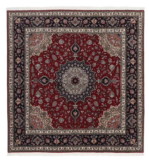 202X209 絨毯 タブリーズ 60 Raj 絹の縦糸 オリエンタル 正方形 ダークレッド/ダークグレー (ウール, ペルシャ/イラン) Carpetvista