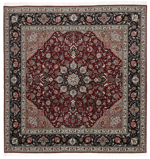 201X205 Alfombra Tabriz 60 Raj Urdimbre De Seda Oriental Cuadrada Rojo Oscuro/Gris (Persia/Irán) Carpetvista