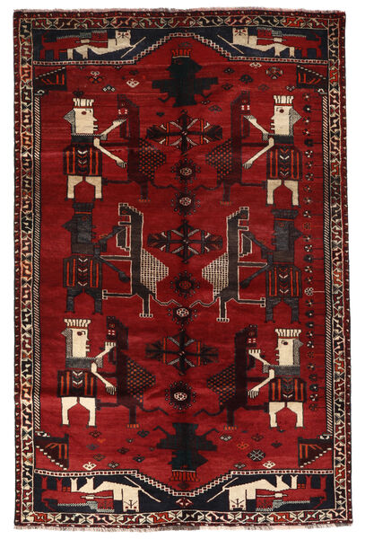Qashqai Rug 156X240 Black/Dark Red Wool, Persia/Iran Carpetvista