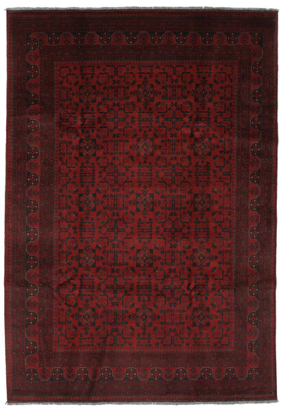 Tapis D'orient Afghan Khal Mohammadi 198X292 Noir/Rouge Foncé (Laine, Afghanistan)