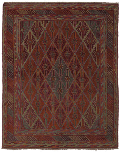  Oriental Kilim Golbarjasta Rug 155X190 Black/Dark Red Wool, Afghanistan Carpetvista