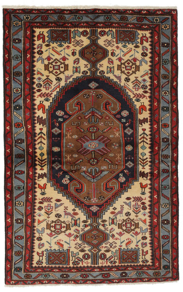127X199 Tapete Oriental Hamadã Preto/Vermelho Escuro (Lã, Pérsia/Irão) Carpetvista
