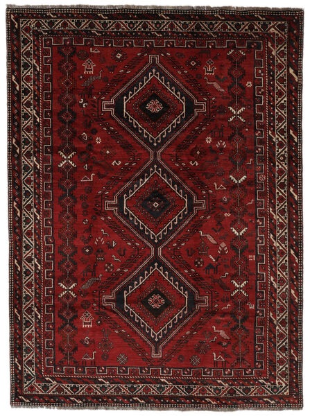  Orientalsk Shiraz Teppe 218X291 Svart/Mørk Rød Ull, Persia/Iran Carpetvista