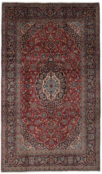 193X333 Tapete Oriental Kashan Preto/Vermelho Escuro (Lã, Pérsia/Irão) Carpetvista