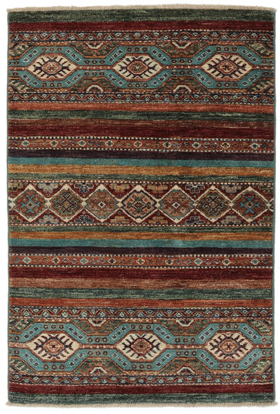 絨毯 Shabargan 85X123 ブラック/茶色 (ウール, アフガニスタン)