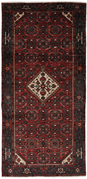Tapis Persan Hosseinabad 152X311 De Couloir Noir/Rouge Foncé (Laine, Perse/Iran