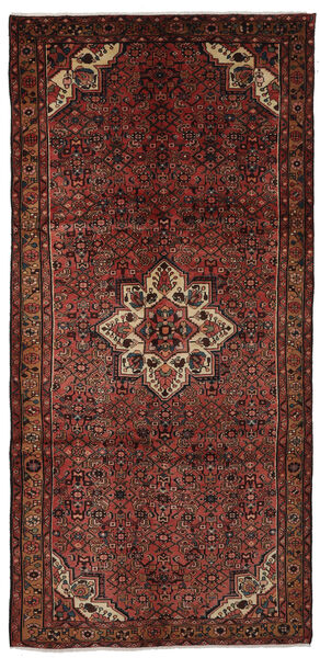  Persischer Asadabad Teppich 157X332 Läufer Schwarz/Dunkelrot (Wolle, Persien/Iran)
