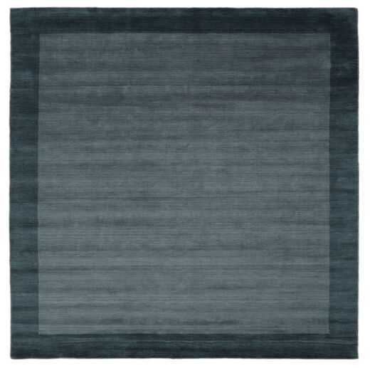 300X300 Einfarbig Groß Handloom Frame Teppich - Dunkeltürkis Wolle