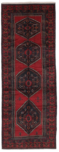 140X375 Belutsch Teppich Orientalischer Läufer Schwarz/Dunkelrot (Wolle, Afghanistan) Carpetvista