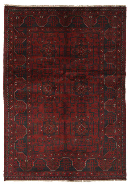 132X188 Alfombra Afghan Khal Mohammadi Oriental Negro/Rojo Oscuro (Lana, Afganistán) Carpetvista