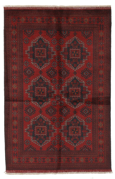 131X198 絨毯 アフガン Khal Mohammadi オリエンタル ブラック/ダークレッド (ウール, アフガニスタン) Carpetvista