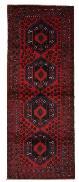 145X385 Dywan Orientalny Beludż Chodnikowy Czarny/Ciemnoczerwony (Wełna, Afganistan) Carpetvista