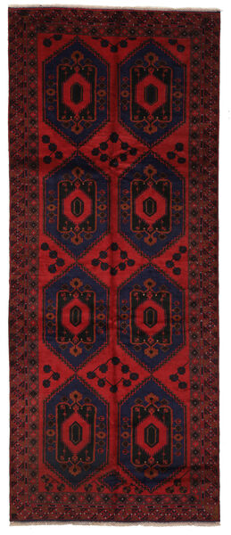 Tapete Oriental Balúchi 160X390 Passadeira Preto/Vermelho Escuro (Lã, Afeganistão)