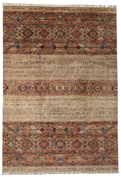 絨毯 Shabargan 215X307 茶色/ブラック (ウール, アフガニスタン)