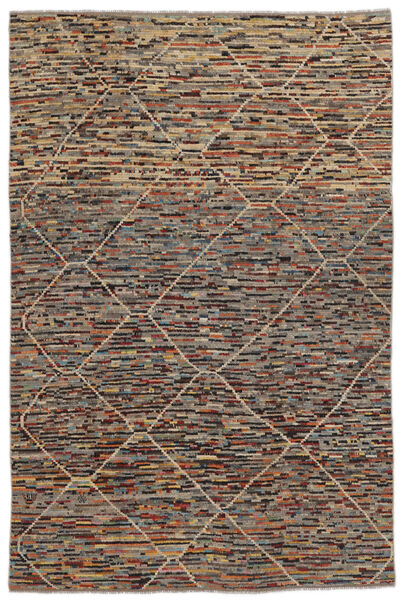 Berber Stil Teppich 193X302 Braun/Schwarz Wolle, Afghanistan Carpetvista