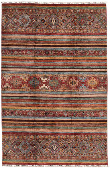 Tappeto Shabargan 209X318 Rosso Scuro/Marrone (Lana, Afghanistan)