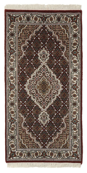 絨毯 タブリーズ Royal 74X142 ブラック/茶色 (ウール, インド)
