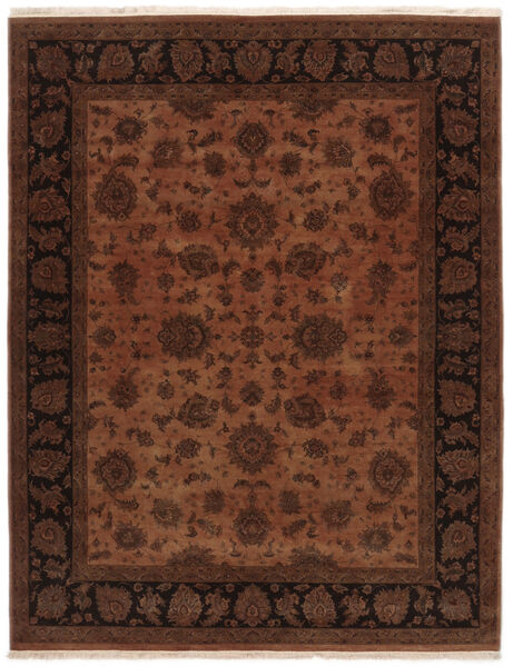 243X307 Keshan Indisch Wolle/Viscos Teppich Orientalischer Schwarz/Dunkelrot (Wolle, Indien) Carpetvista