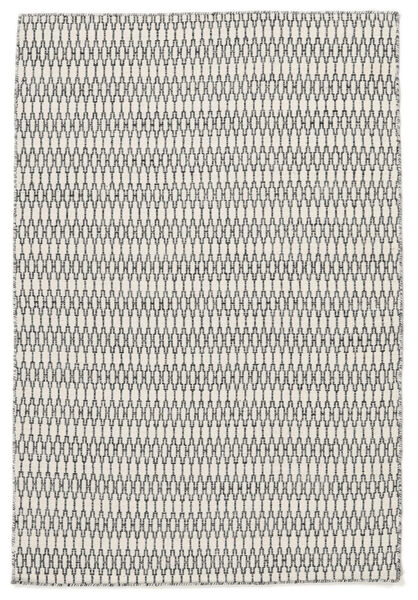 Kelim Long Stitch 140X200 Pequeno Branco Creme/Preto Cor Única Tapete Lã