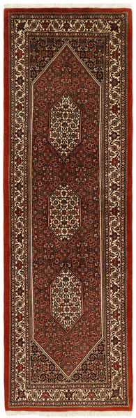  Orientalischer Bidjar Mit Seide Teppich 72X229 Läufer Schwarz/Dunkelrot Wolle, Persien/Iran
