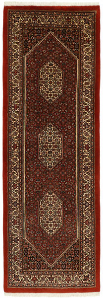 絨毯 オリエンタル ビジャー シルク製 73X216 廊下 カーペット ブラック/ダークレッド (ウール, ペルシャ/イラン)