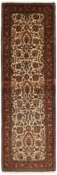 絨毯 ビジャー シルク製 82X252 廊下 カーペット ブラック/茶色 (ウール, ペルシャ/イラン)