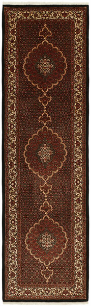 絨毯 オリエンタル ビジャー シルク製 88X301 廊下 カーペット ブラック/茶色 (ウール, ペルシャ/イラン)
