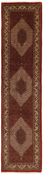  Persischer Bidjar Mit Seide Teppich 84X343 Läufer Schwarz/Braun (Wolle, Persien/Iran)