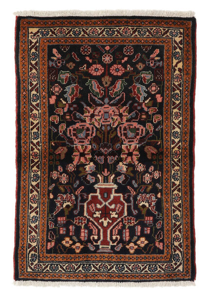 62X91 絨毯 オリエンタル アサダバード ブラック/ダークレッド (ウール, ペルシャ/イラン) Carpetvista