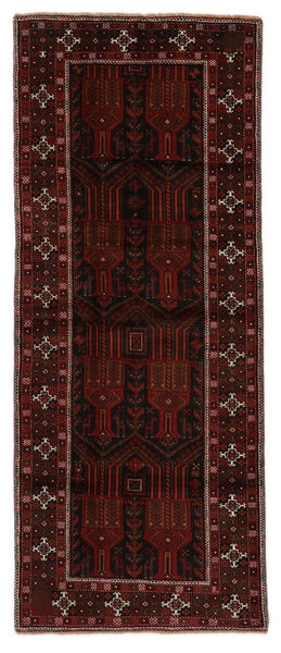 絨毯 ペルシャ バルーチ 124X300 廊下 カーペット ブラック/ダークレッド (ウール, ペルシャ/イラン)