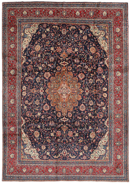 Tapis Sarough 265X373 Noir/Rouge Foncé Grand (Laine, Perse/Iran)