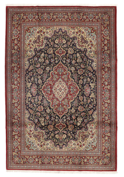 Oriental Qum Kork/Silk Rug 204X301 Brown/Dark Red Persia/Iran Carpetvista
