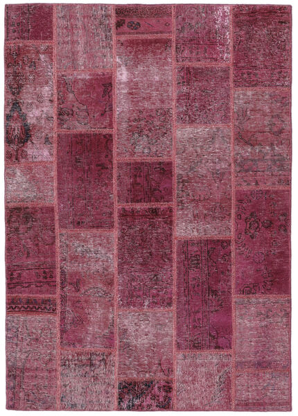 145X207 Patchwork Teppich Moderner Dunkelrot/Schwarz (Wolle, Persien/Iran) Carpetvista