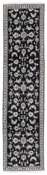  Persian Nain Rug 75X295 Black/Dark Grey Carpetvista