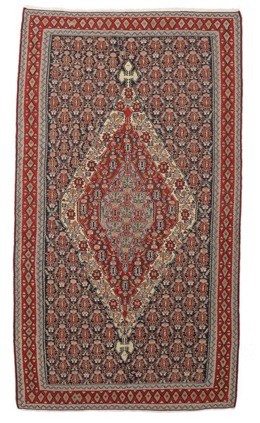 Tappeto Persiano Kilim Senneh Fine 141X252 Rosso Scuro/Marrone (Lana, Persia/Iran)