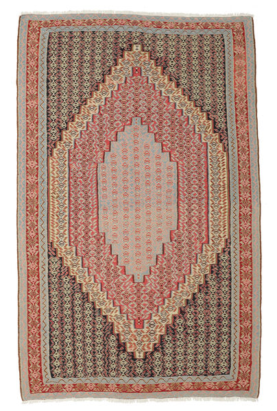 絨毯 ペルシャ キリム センネ Fine 154X243 茶色/ダークレッド (ウール, ペルシャ/イラン)