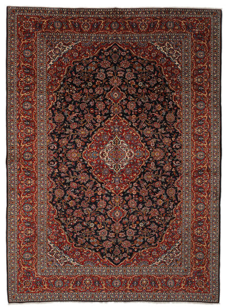 Tapis D'orient Kashan 297X404 Noir/Rouge Foncé Grand (Laine, Perse/Iran)