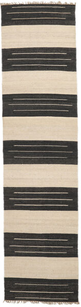 Billie Jute Indoor/Outdoor Rug 100X400 Small Black/Off White Striped Runner