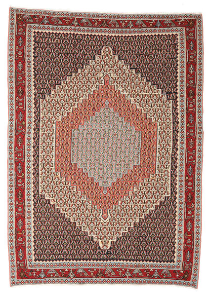 Alfombra Kilim Senneh Fine 212X300 Rojo Oscuro/Marrón (Lana, Persia/Irán)