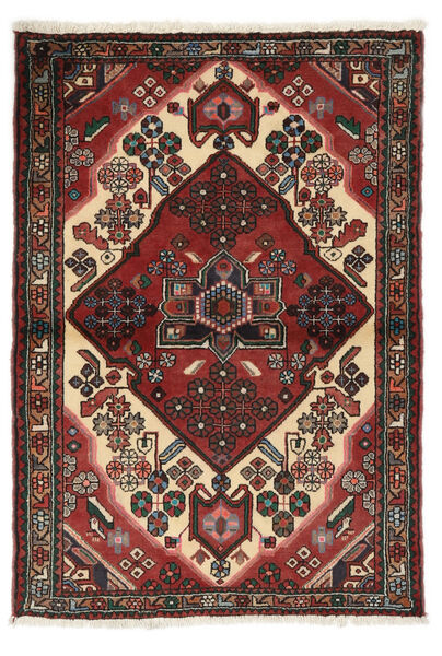 Hamadan Teppe 105X150 Svart/Mørk Rød Ull, Persia/Iran Carpetvista