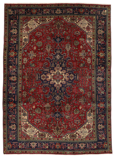 207X300 Tabriz Teppe Orientalsk Svart/Mørk Rød (Ull, Persia/Iran) Carpetvista