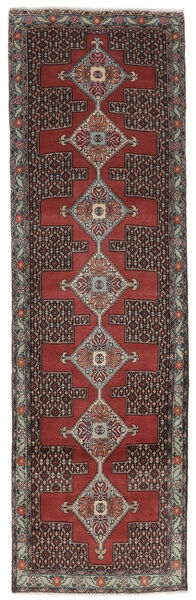 80X264 Senneh Teppich Orientalischer Läufer Schwarz/Braun (Wolle, Persien/Iran)