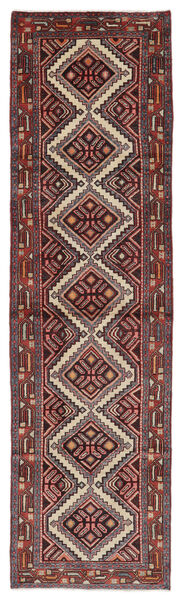 85X303 絨毯 ハマダン オリエンタル 廊下 カーペット ブラック/ダークレッド (ウール, ペルシャ/イラン) Carpetvista