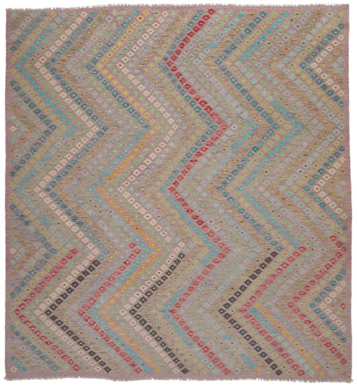  Orientalischer Kelim Afghan Old Stil Teppich 256X283 Braun/Dunkelrot Großer Wolle, Afghanistan Carpetvista