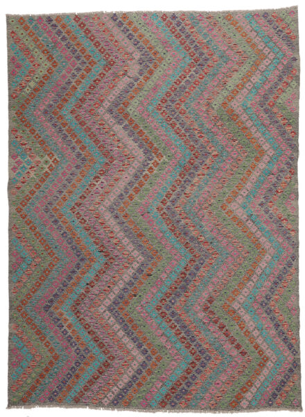 212X288 絨毯 キリム アフガン オールド スタイル オリエンタル 茶色/ダークレッド (ウール, アフガニスタン) Carpetvista
