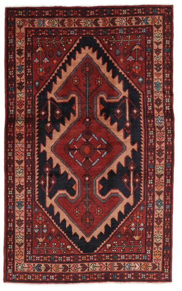  Persischer Hamadan Teppich 125X207 Schwarz/Dunkelrot (Wolle, Persien/Iran)