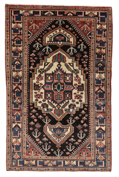 134X210 Tapete Oriental Hamadã Preto/Vermelho Escuro (Lã, Pérsia/Irão) Carpetvista