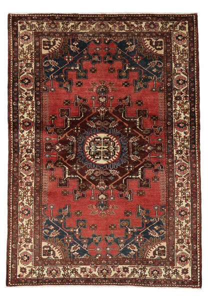  Orientalischer Hamadan Teppich 136X193 Schwarz/Dunkelrot Wolle, Persien/Iran Carpetvista