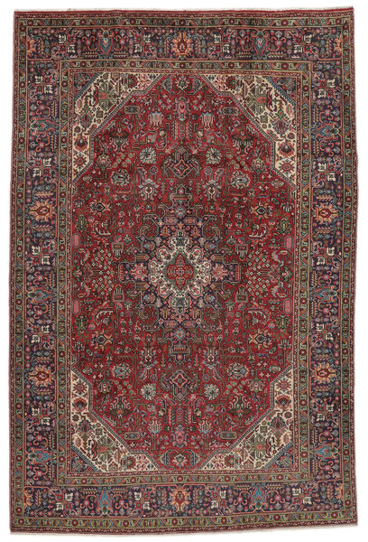  Orientalsk Tabriz Teppe 202X306 Svart/Mørk Rød Ull, Persia/Iran Carpetvista